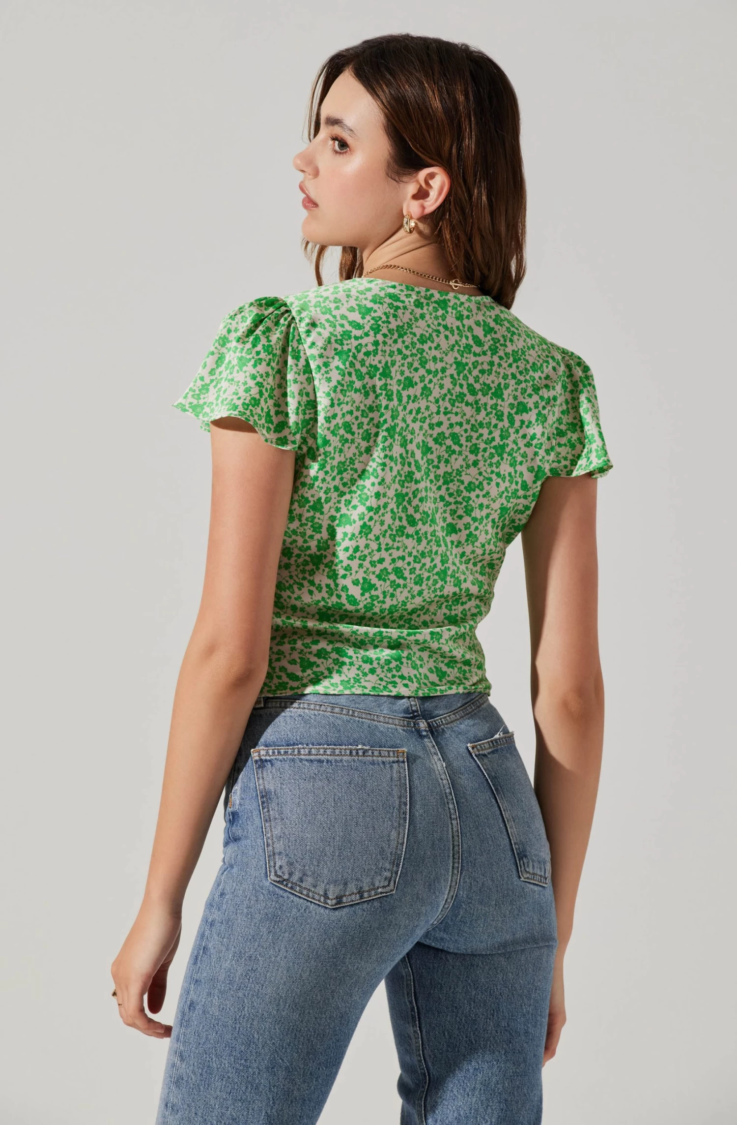 Satin V Neck Flutter Sleeve Top 8 Satin V Neck Flutter Sleeve Top - Image 6