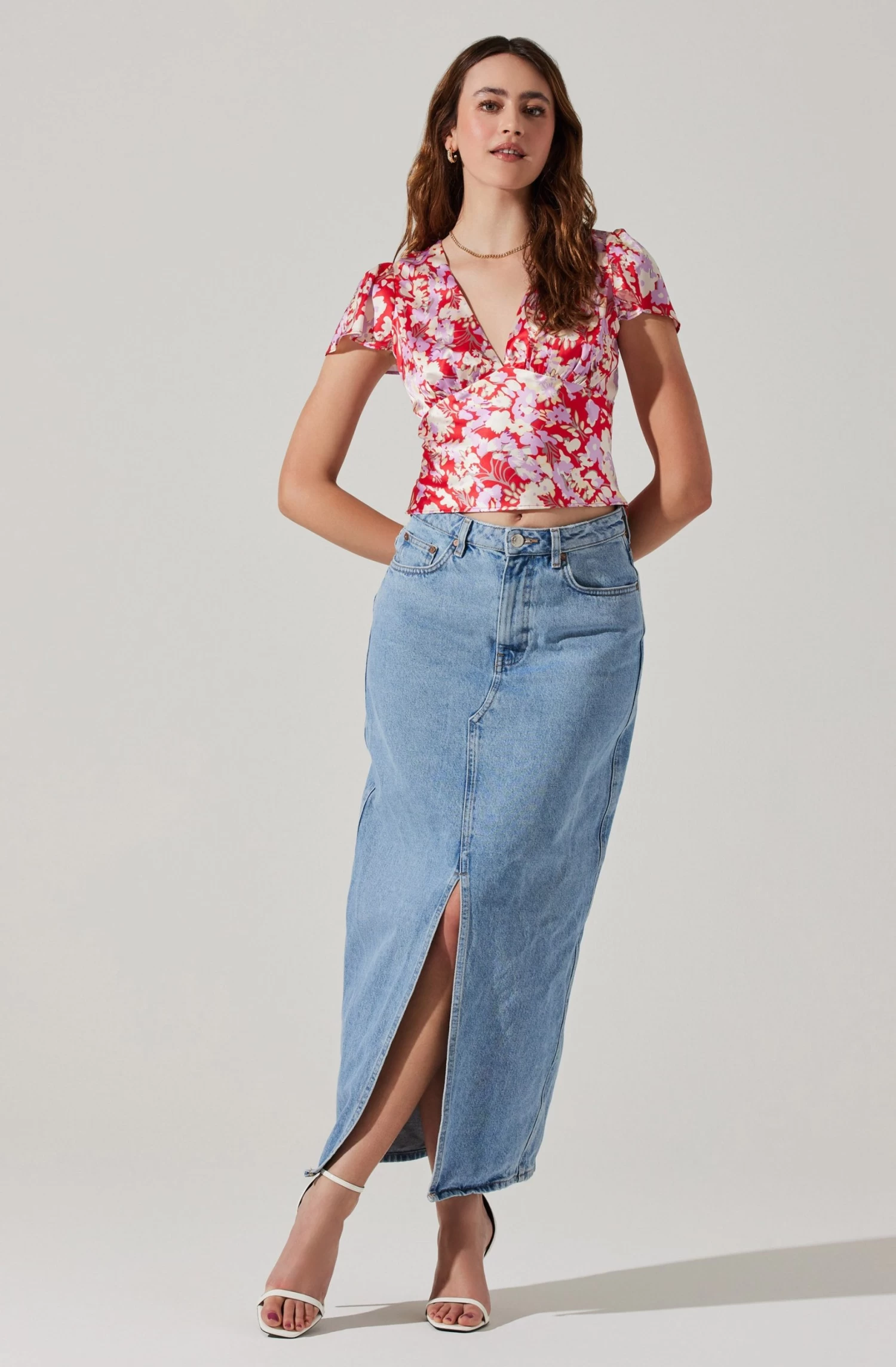 Satin V Neck Flutter Sleeve Top 10 Satin V Neck Flutter Sleeve Top - Image 8