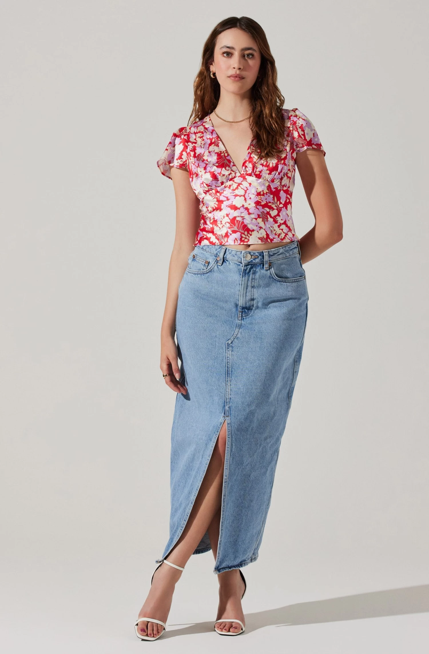 Satin V Neck Flutter Sleeve Top 12 Satin V Neck Flutter Sleeve Top - Image 10