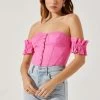 Off Shoulder Ruffle Corset Top 2 Off Shoulder Ruffle Corset Top -Chic Outfit Shop AT17767L PINK 4