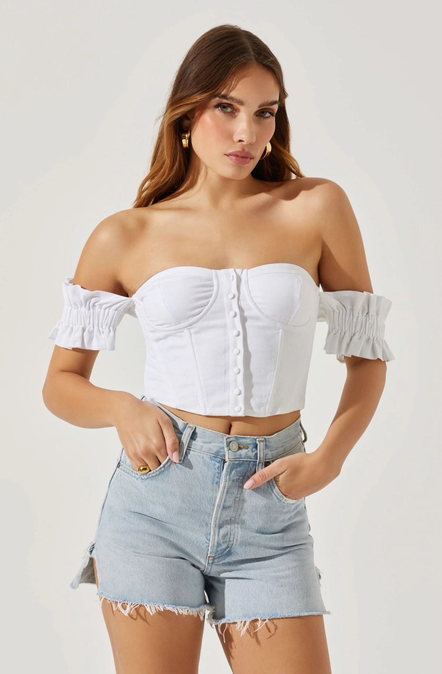 Off Shoulder Ruffle Corset Top 11 Off Shoulder Ruffle Corset Top - Image 9