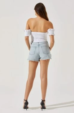 Off Shoulder Ruffle Corset Top 24 Off Shoulder Ruffle Corset Top -Chic Outfit Shop AT17767L WHITE 5