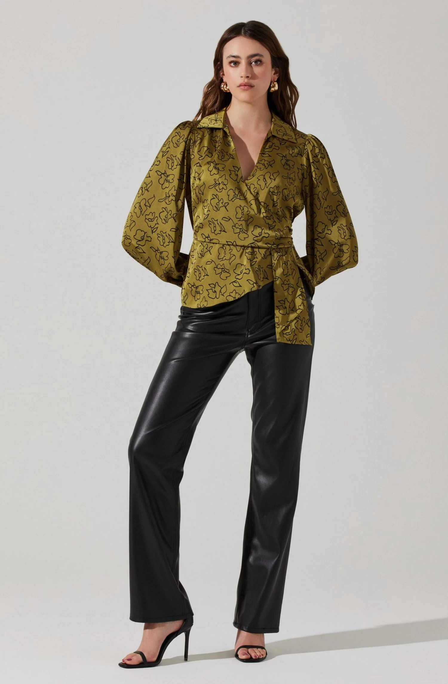 Asymmetrical Collared Floral Wrap Top 4 Asymmetrical Collared Floral Wrap Top - Image 2