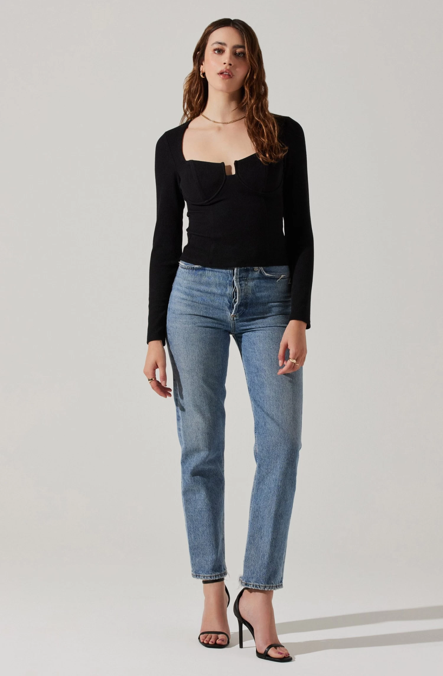 Long Sleeve Cupped Bust Knit Top 4 Long Sleeve Cupped Bust Knit Top - Image 2