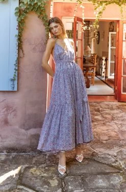 Eartha Floral Plunge Tie Waist Maxi Dress -Chic Outfit Shop LeniAliStudios ASTR GardenParty2022 03 22 ASTR 28288
