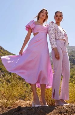 Winley Puff Sleeve Cutout Midi Dress -Chic Outfit Shop Shoot 1510